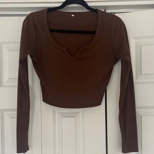 Brown Long Sleeve Women's Top